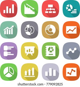 flat vector icon set - graph vector, crisis, hierarchy, diagram, circle, statistics, presentation, annual report, up, chart, analytics