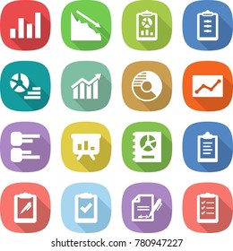 flat vector icon set - graph vector, crisis, report, clipboard, diagram, circle, statistics, presentation, annual, pen, check, inventory, list