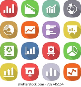 flat vector icon set - graph vector, crisis, diagram, circle, statistics, presentation, annual report, up, chart, analytics