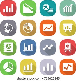 flat vector icon set - graph vector, crisis, diagram, circle, statistics, presentation, annual report, up, chart, analytics