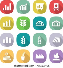 flat vector icon set - graph vector, diagram, presentation, up, spikelets, greenhouse, chart, spike, field, seedling, sprouting