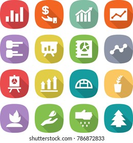 flat vector icon set - graph vector, investment, diagram, statistics, presentation, annual report, up, greenhouse, seedling, sprouting, hand leaf, sow, spruce