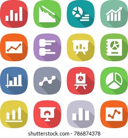 flat vector icon set - graph vector, crisis, diagram, statistics, presentation, annual report, up, chart, analytics