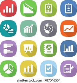 flat vector icon set - graph vector, crisis, report, clipboard, diagram, circle, statistics, presentation, annual, up, check, inventory