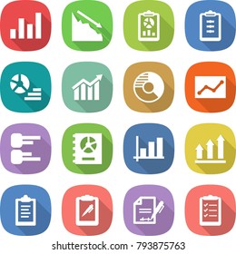 flat vector icon set - graph vector, crisis, report, clipboard, diagram, circle, statistics, annual, up, pen, inventory, list
