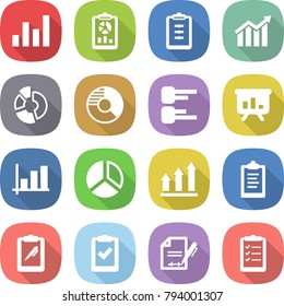 flat vector icon set - graph vector, report, clipboard, diagram, circle, presentation, up, pen, check, inventory, list