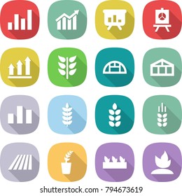 flat vector icon set - graph vector, diagram, presentation, up, spikelets, greenhouse, chart, spike, field, seedling, sprouting