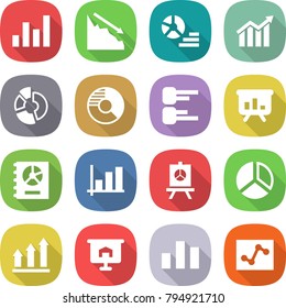 flat vector icon set - graph vector, crisis, diagram, circle, presentation, annual report, up, chart, analytics