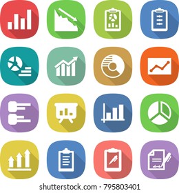 flat vector icon set - graph vector, crisis, report, clipboard, diagram, circle, statistics, presentation, up, pen, inventory