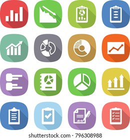 flat vector icon set - graph vector, crisis, report, clipboard, diagram, circle, statistics, annual, up, check, inventory, list