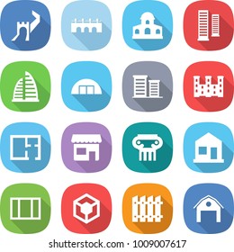 flat vector icon set - greate wall vector, bridge, mansion, skyscrapers, skyscraper, hangare, district, palace, plan, shop, antique column, home, window, 3d, fence, barn