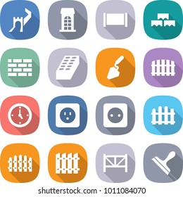 flat vector icon set - greate wall vector, building, fence, block, brick, construction, watch, power socket, farm, scraper