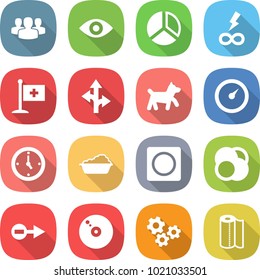 Flat Vector Icon Set - Group Vector, Eye, Diagram, Infinity Power, Medical Flag, Route, Dog, Barometer, Watch, Washing, Ring Button, Atom Core, Electron, Cd, Gears, Paper Towel