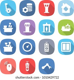 flat vector icon set - gyroscooter vector, virtual mining, airport tower, smart house, customs control, detector, baggage checking, inspector, barometer, remote, power switch, wireless mouse