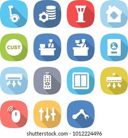 flat vector icon set - gyroscooter vector, virtual mining, airport tower, smart house, customs, control, inspector, passport, air conditioning, remote, power switch, wireless mouse, setup