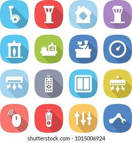 flat vector icon set - gyroscooter vector, airport tower, smart house, detector, baggage checking, inspector, barometer, air conditioning, remote control, power switch, wireless mouse, setup