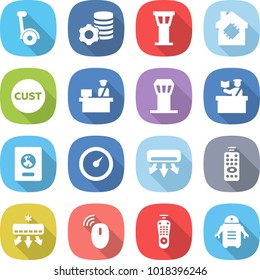 flat vector icon set - gyroscooter vector, virtual mining, airport tower, smart house, customs, control, inspector, passport, barometer, air conditioning, remote, wireless mouse, robot