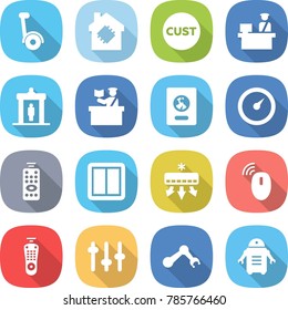 flat vector icon set - gyroscooter vector, smart house, customs, control, detector, inspector, passport, barometer, remote, power switch, air conditioning, wireless mouse, setup, robot hand