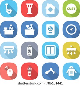 flat vector icon set - gyroscooter vector, airport tower, smart house, customs, control, inspector, passport, barometer, air conditioning, remote, power switch, wireless mouse, robot hand