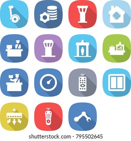 flat vector icon set - gyroscooter vector, virtual mining, airport tower, smart house, customs control, detector, baggage checking, inspector, barometer, remote, power switch, air conditioning
