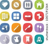 flat vector icon set - heart vector, percent, wc, arch, houses, window, level, signpost, loading, knife, chef, trees, goose, jug, hive, cleaner