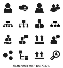 Flat vector icon set - hierarchy vector, client, top sign, speaking man, group, cloud lock, share, user, search