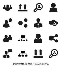 Flat vector icon set - hierarchy vector, client, top sign, speaking man, group, cloud lock, share, user, search