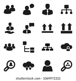Flat vector icon set - hierarchy vector, client, top sign, speaking man, group, cloud lock, exchange, user, search