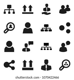Flat vector icon set - hierarchy vector, client, top sign, speaking man, group, share, user, search