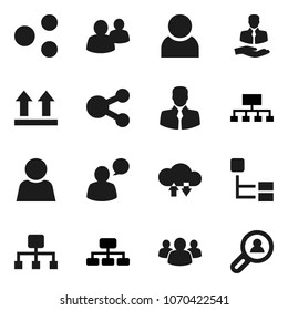 Flat vector icon set - hierarchy vector, client, top sign, speaking man, group, cloud exchange, share, user, search