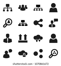 Flat vector icon set - hierarchy vector, client, top sign, speaking man, group, cloud lock, exchange, share, user, search