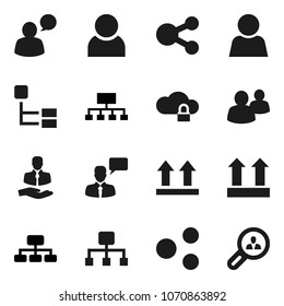 Flat vector icon set - hierarchy vector, client, top sign, speaking man, group, cloud lock, share, user, search