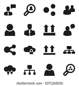 Flat vector icon set - hierarchy vector, client, top sign, speaking man, group, cloud lock, exchange, share, user, search