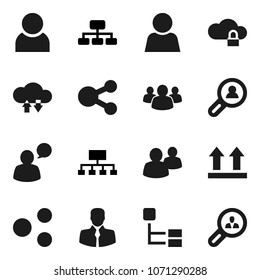 Flat vector icon set - hierarchy vector, client, top sign, speaking man, group, cloud lock, exchange, share, user, search