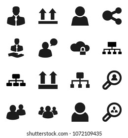 Flat vector icon set - hierarchy vector, client, top sign, speaking man, group, cloud lock, share, user, search