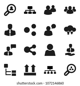 Flat vector icon set - hierarchy vector, client, top sign, speaking man, group, cloud exchange, share, user, search