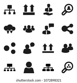 Flat vector icon set - hierarchy vector, client, top sign, speaking man, group, cloud exchange, share, user, search