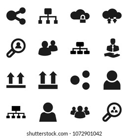 Flat vector icon set - hierarchy vector, client, top sign, group, cloud lock, exchange, share, user, search