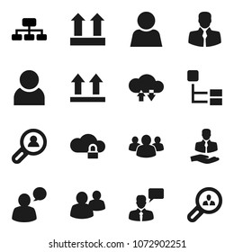 Flat vector icon set - hierarchy vector, client, top sign, speaking man, group, cloud lock, exchange, user, search