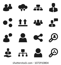 Flat vector icon set - hierarchy vector, client, top sign, speaking man, group, cloud exchange, share, user, search