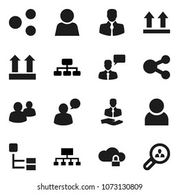 Flat vector icon set - hierarchy vector, client, top sign, speaking man, group, cloud lock, share, user, search