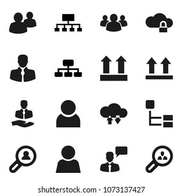 Flat vector icon set - hierarchy vector, client, top sign, speaking man, group, cloud lock, exchange, user, search