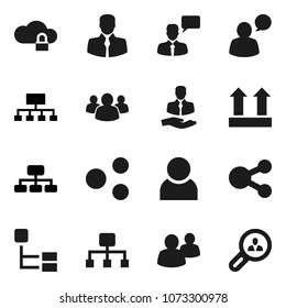 Flat vector icon set - hierarchy vector, client, top sign, speaking man, group, cloud lock, share, user, search