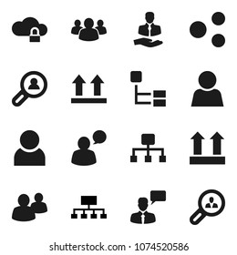 Flat vector icon set - hierarchy vector, client, top sign, speaking man, group, cloud lock, share, user, search