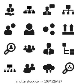 Flat vector icon set - hierarchy vector, client, top sign, speaking man, group, cloud exchange, share, user, search