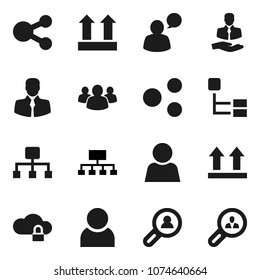 Flat vector icon set - hierarchy vector, client, top sign, speaking man, group, cloud lock, share, user, search