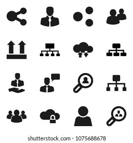 Flat vector icon set - hierarchy vector, client, top sign, speaking man, group, cloud lock, exchange, share, user, search