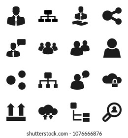 Flat vector icon set - hierarchy vector, client, top sign, speaking man, group, cloud lock, exchange, share, user, search