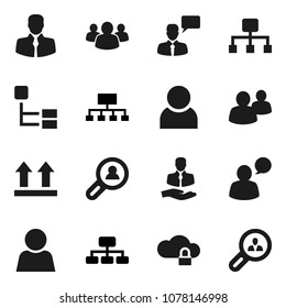 Flat vector icon set - hierarchy vector, client, top sign, speaking man, group, cloud lock, user, search
