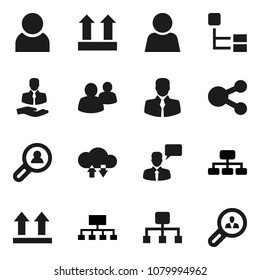 Flat vector icon set - hierarchy vector, client, top sign, speaking man, group, cloud exchange, share, user, search